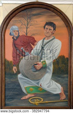 STEFANJE, CROATIA - OCTOBER 01, 2011: St. Quirinus of Sescia altar painting in the church of St. Stephen the Protomartyr in Stefanje, Croatia