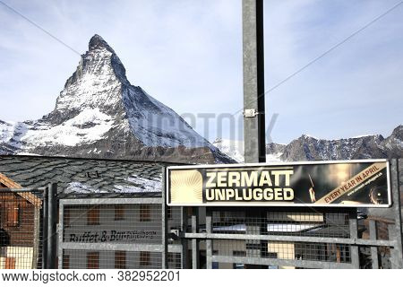 Zermatt, Switzerland- Nov 14, 2015: Scenic Route Along Gornergrat Railway On Matterhorn Mountain On 
