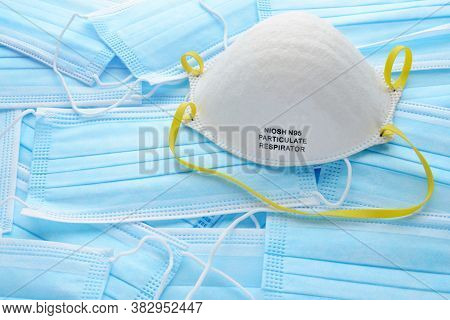 Niosh N95 Face Mask On Blue Medical Masks