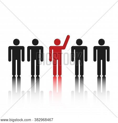 Set Of Stick Figures. Leader And Team Concept. 3d Style, Vector Illustration.