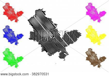 Huizhou City (people's Republic Of China, Guangdong Province) Map Vector Illustration, Scribble Sket