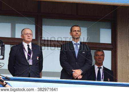 Kyiv, Ukraine - May 24, 2018: Jean-michel Aulas, Owner Of Olympique Lyonnais And Aleksander Ceferin,