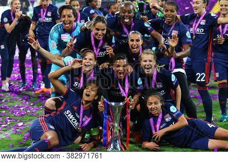 Kyiv, Ukraine - May 24, 2018: Olympique Lyonnais Players Celebrate Their Winning Of The Uefa Women C