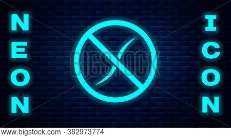 Glowing Neon Anti Worms Parasite Icon Isolated On Brick Wall Background. Vector