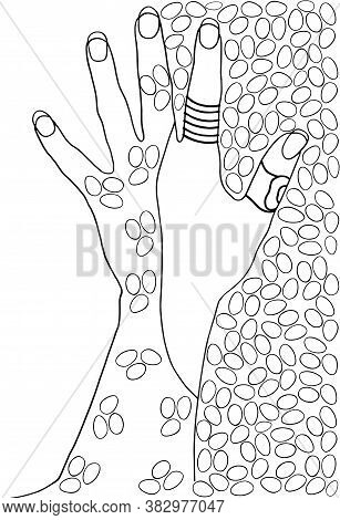 Hand With Rings Isolated On White. Hand Painted Fashion Illustration, Stylish Jewelry. Dud And Zen, 