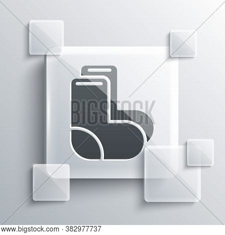 Grey Valenki Icon Isolated On Grey Background. National Russian Winter Footwear. Traditional Warm Bo