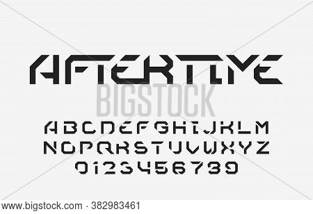 Aftertime Alphabet Font. Futuristic Stencil Letters And Numbers. Stock Vector Typescript For Your Ty