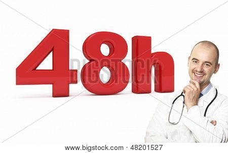 3D görüntü 48h ve gülümseyen doktor