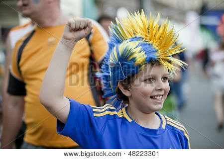 Young excited soccer fan