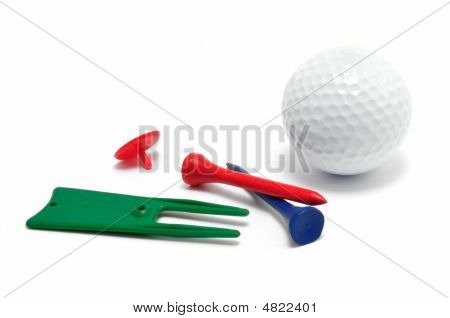 Golfbold, Tees, markør og Divot Reparationsværktøj