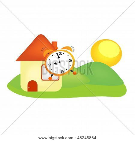 Illustration - landscape with alarm