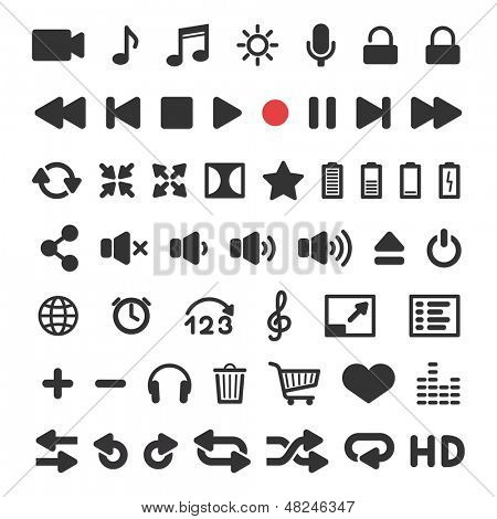 Conjunto de ícones do media player