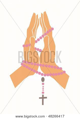 핑크 묵 기도 손 그림