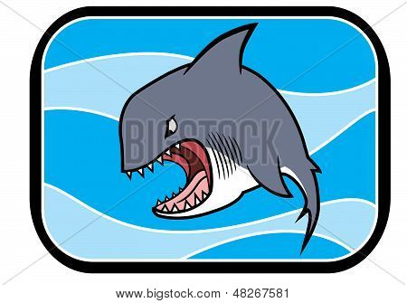 Cartone animato squalo nell'oceano