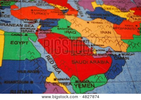 Gros plan de la carte du Moyen-Orient