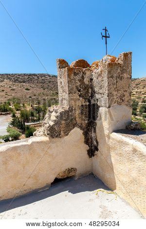 Monastery (friary) In Messara Valley At Crete Island In Greece. Messara - Is The Largest Plain In Cr