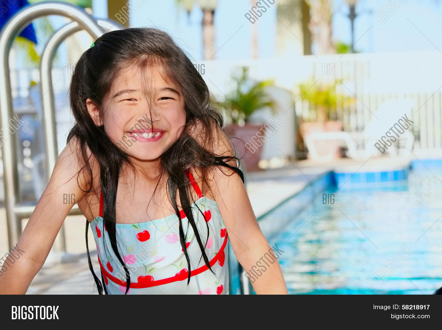 Little Girl Pool Image & Photo (Free Trial) Bigstock