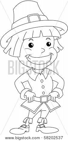 Settler Boy For Thanksgiving Coloring Page