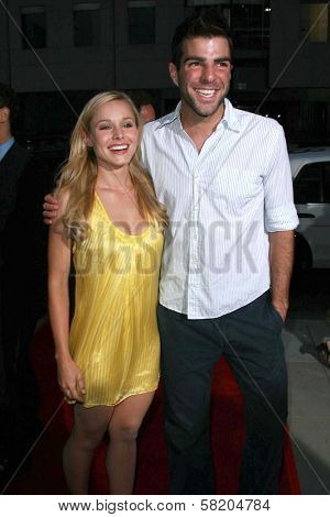 Kristen Bell and Zachary Quinto at the Los Angeles premiere of 