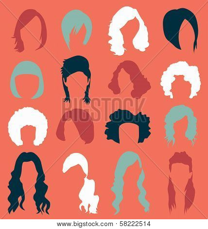 Vector Set: Retro Woman's Hair Style Silhouettes