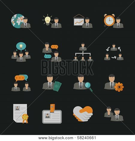 Human Resource Icons With Black Background