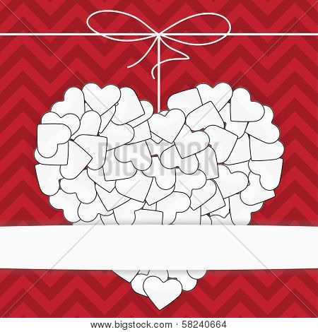 White Heart On A Red Background Template