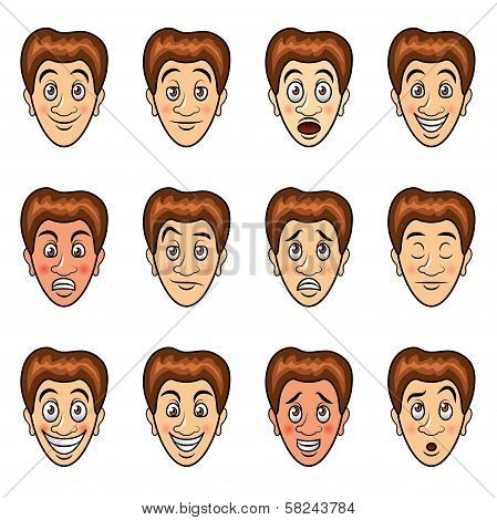 Man's Emotions Cartoon Vector Set