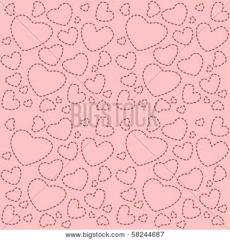 Pink seamless texture With Red Hearts