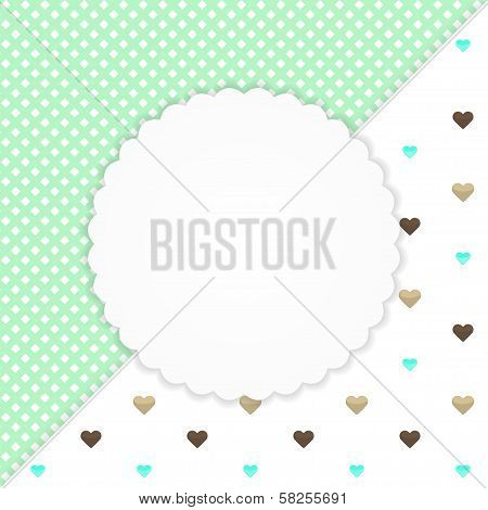 Green Greeting Card With Hearts