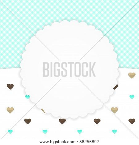 Blue Greeting Card With Hearts