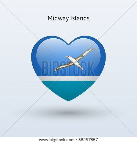Love Midway Islands symbol. Heart flag icon.