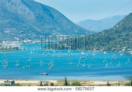 Many Sailing Vessels In Bay (nydri, Lefkada, Greece)