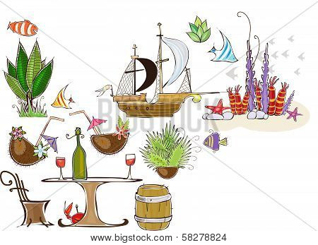 travel to the carabbien inons set, 