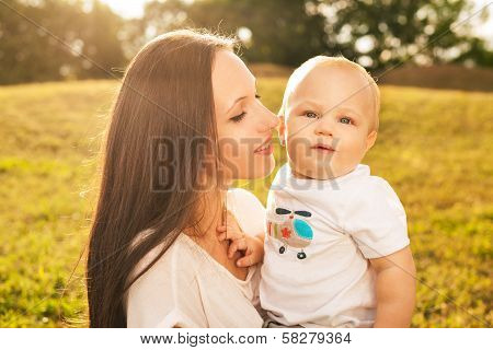 Mother with baby outdoors