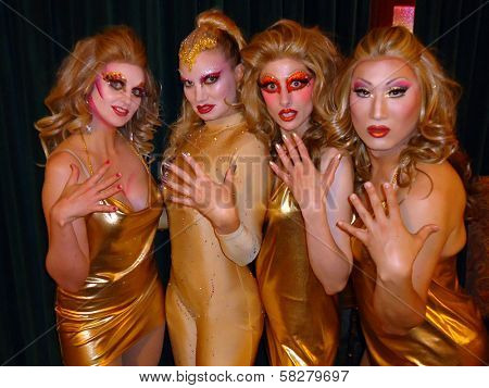 Kegel Kater, Rena Riffel, L. Ron Hubby, Sanra O. Noshi-Di'n't at the Peaches Christ 15th Anniversary Showgirls Event, featuring Rena Riffel, Castro Theater, San Francisco, CA 08-25-12