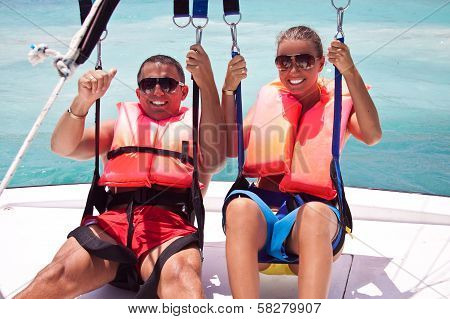 Parasailing Together In Summer