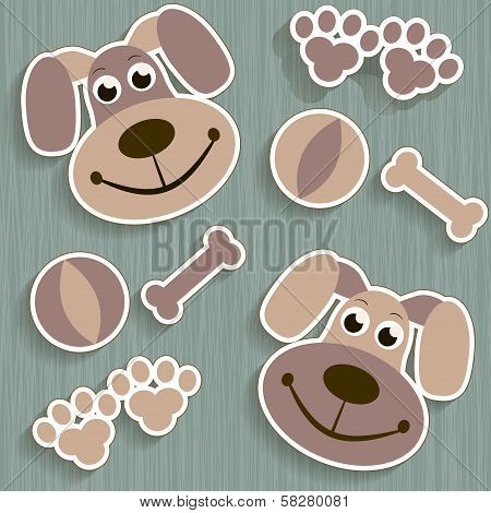 seamless background with dogs, paws and bones
