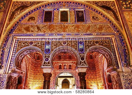 Horseshoe Arches Ambassador Room Alcazar Royal Palace Seville Spain