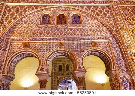 Horseshoe Arches Ambassador Room Alcazar Royal Palace Seville Spain