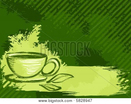 Horizontal grungy green tea background