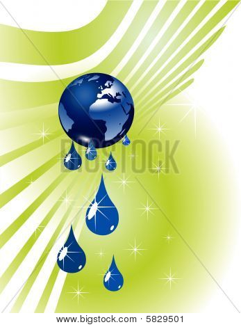 Gotas de agua y globo de tierra