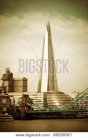 LONDON, UK - SEP 27: The Shard and urban architecture on September 27, 2013 in London, UK. the Shard is currently the tallest building in the European Union