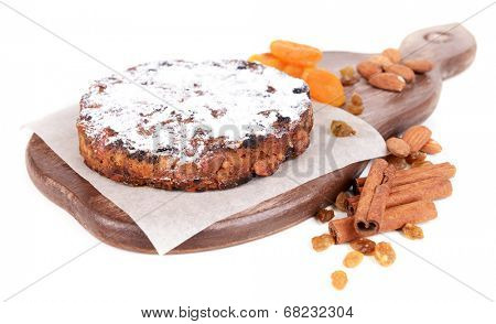 Delicious cake panforte isolated on white