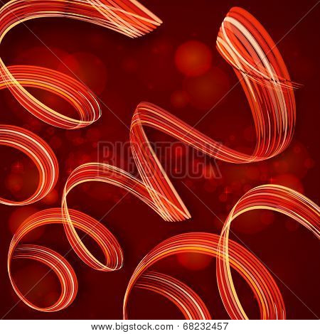 Red spiral ribbons abstract Christmas background