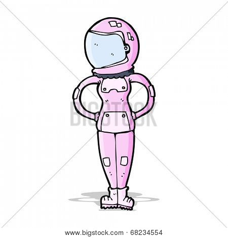 cartoon female astronaut