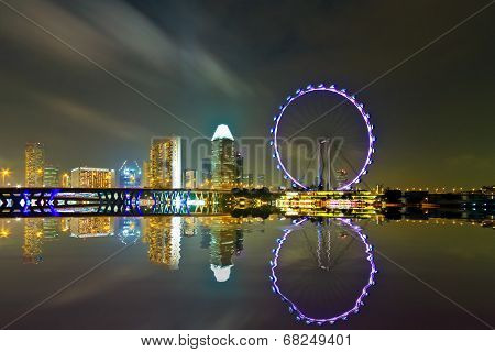 Singapore City Skyline At Night