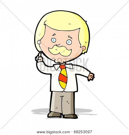 cartoon newsreader man with idea