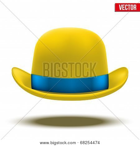 Yellow bowler hat on a white background. vector