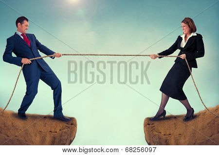 Man And Woman Tug Of War