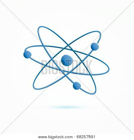 Blue Sipmle Molecule Icon On A White Background